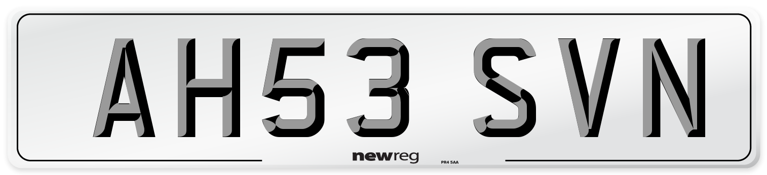 AH53 SVN Number Plate from New Reg